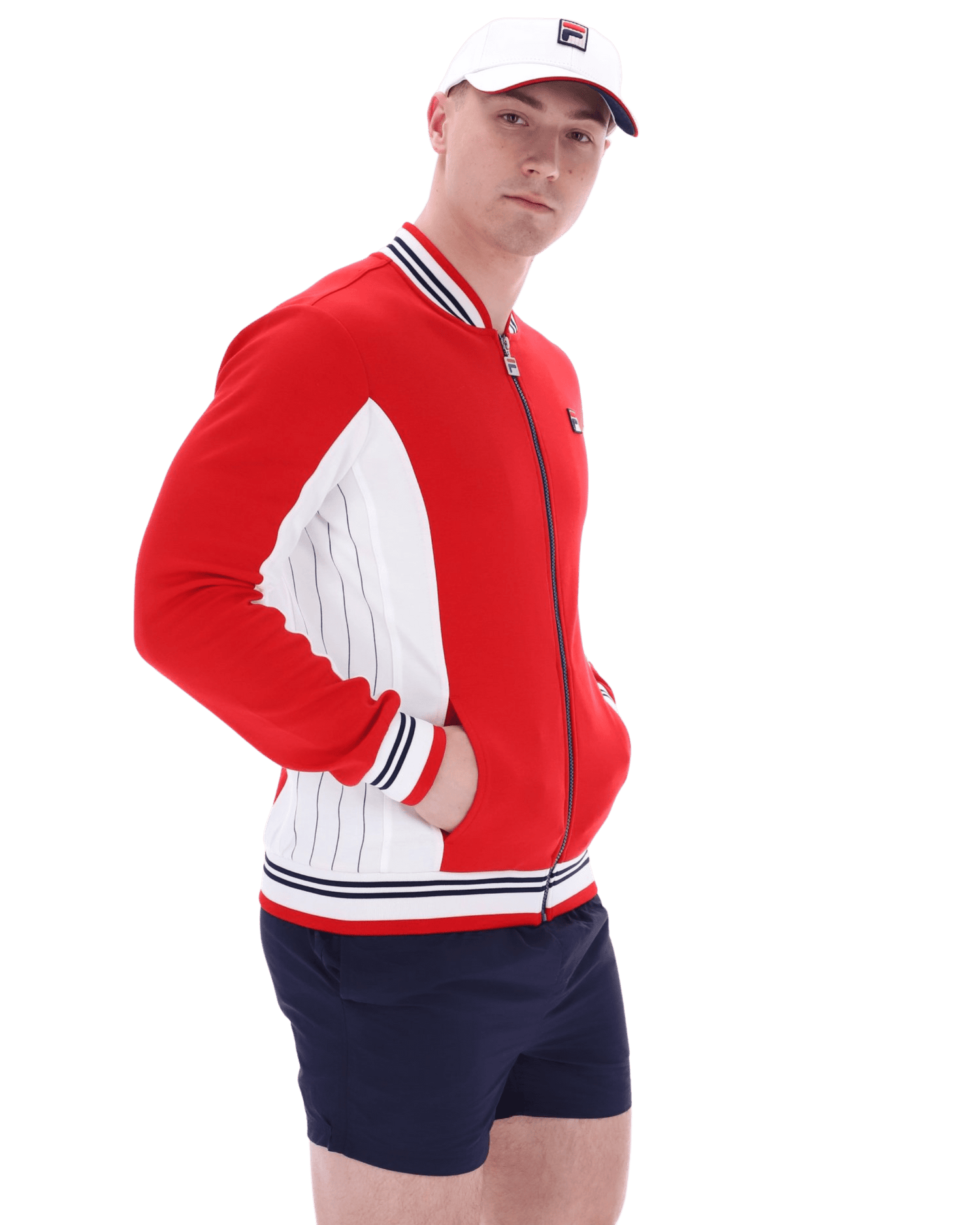 Fila Settanta Baseball Track Jacket In Fila Red/White/Fila Navy/Zn