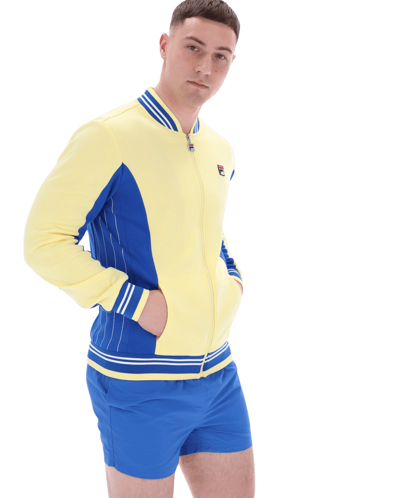 Fila Settanta Baseball Track Jacket In Popcorn/Turkish Sea/Fila Navy