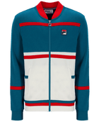 Fila Stefan Archive Cut And Sew Track Jacket In Deep Lagoon/Fila Red/Gardenia
