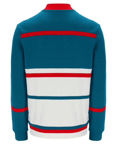 Fila Stefan Archive Cut And Sew Track Jacket In Deep Lagoon/Fila Red/Gardenia