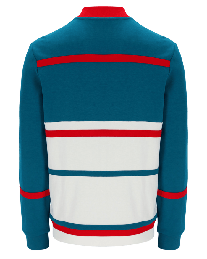 Fila Stefan Archive Cut And Sew Track Jacket In Deep Lagoon/Fila Red/Gardenia