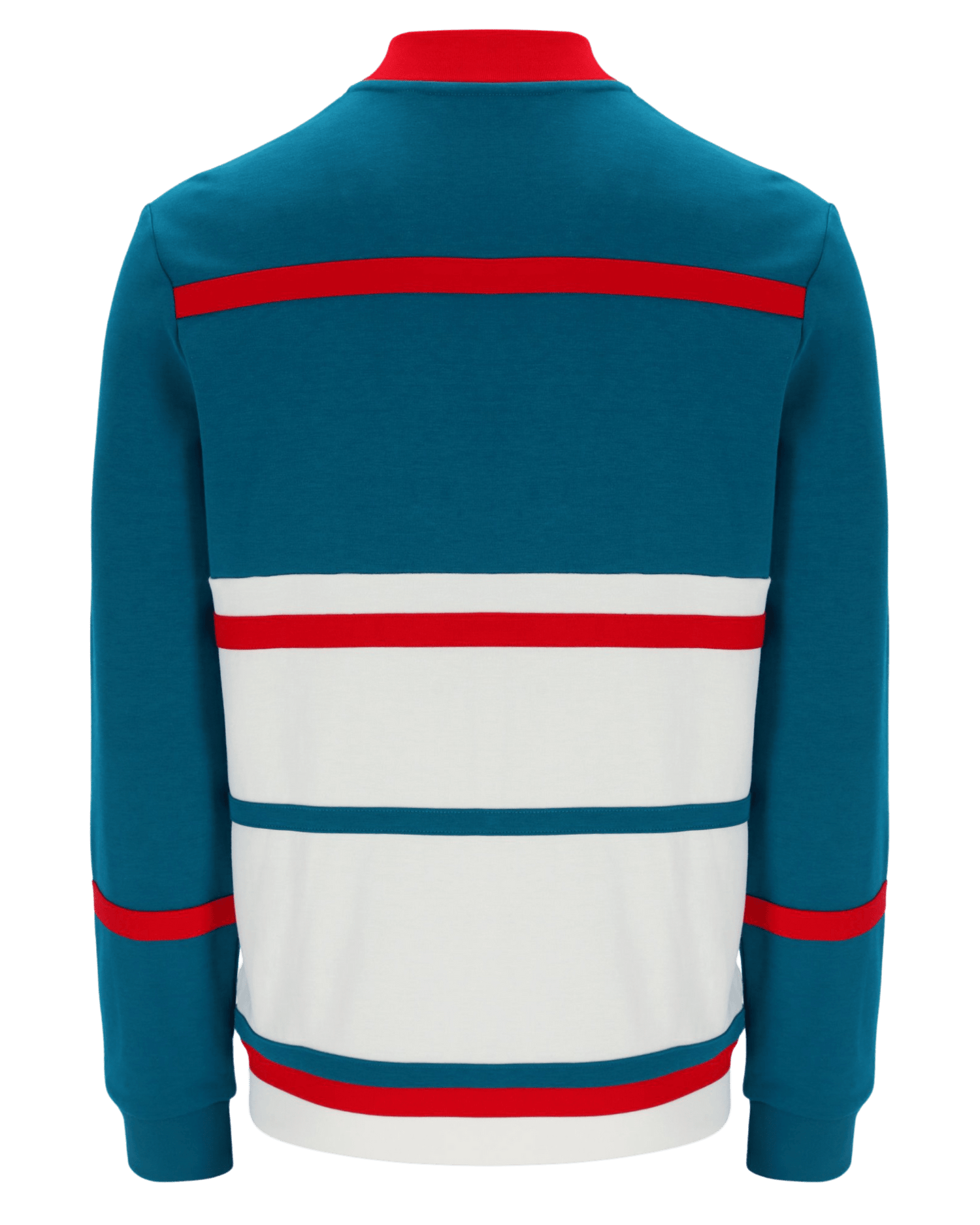 Fila Stefan Archive Cut And Sew Track Jacket In Deep Lagoon/Fila Red/Gardenia