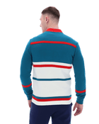 Fila Stefan Archive Cut And Sew Track Jacket In Deep Lagoon/Fila Red/Gardenia