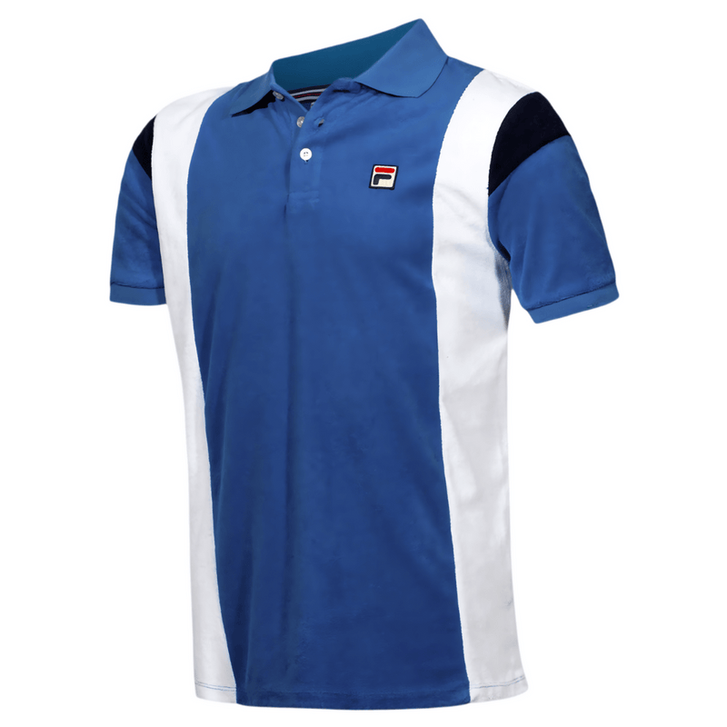 Fila Vilas Astro Towelling Polo in Royal Blue & White