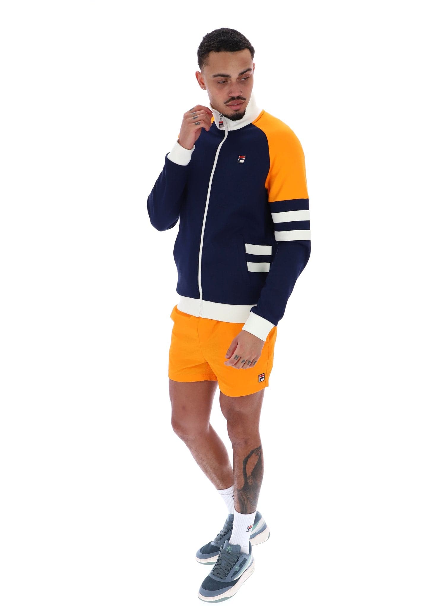 Founder Cut And Sew Track Jacket In Fila Navy/Gardenia/Bright Marigold