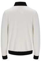 Francis knitted Long Sleeve Polo w Bamboo Badge in Gardenia/Black