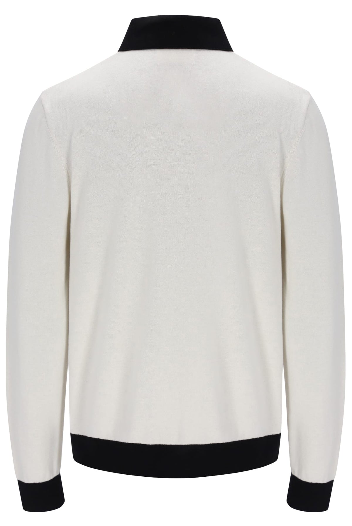 Francis knitted Long Sleeve Polo w Bamboo Badge in Gardenia/Black
