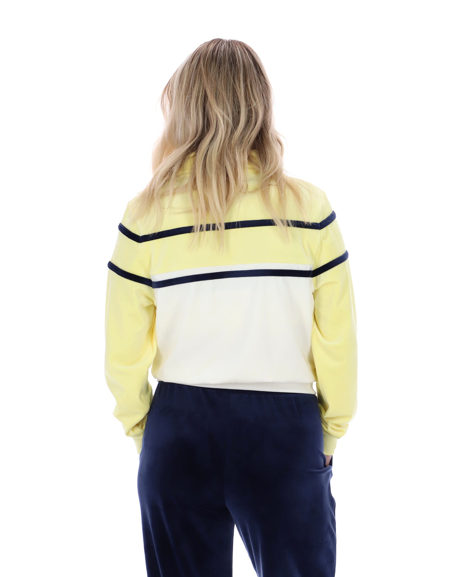 Giovana Cropped Cut Track Top in Wax Yellow/Gardenia/Fila Navy