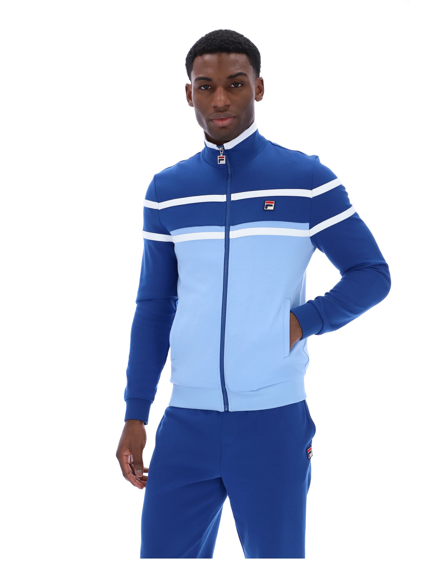 Giovanni Contrast Panels Track Jacket in Frozen Fjord/Limoges/White