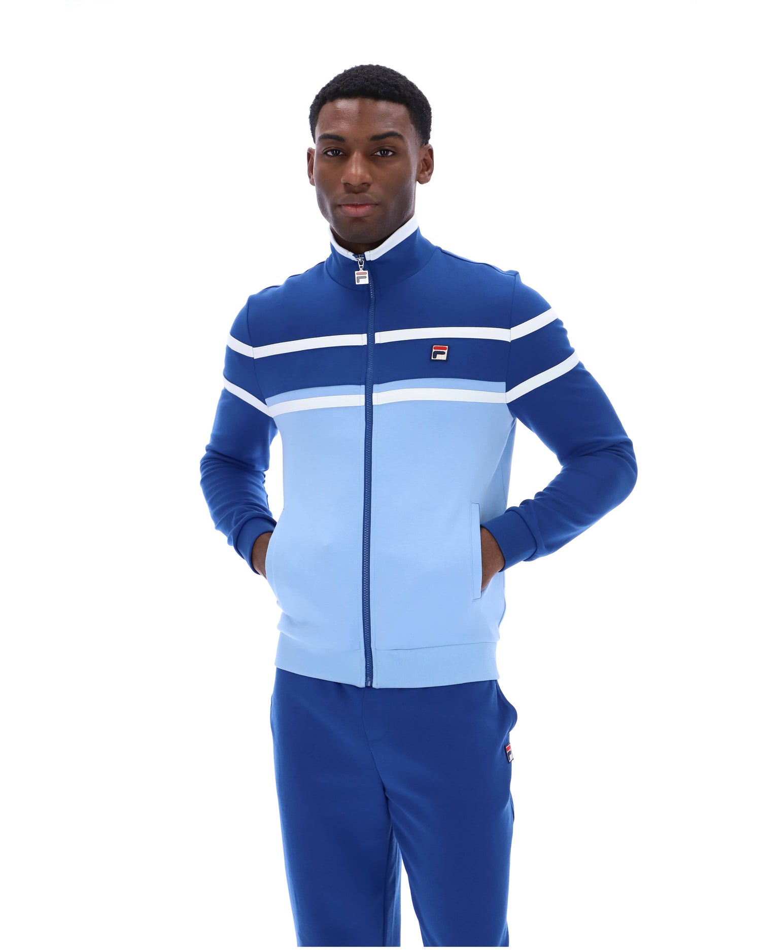 Giovanni Contrast Panels Track Jacket in Frozen Fjord/Limoges/White