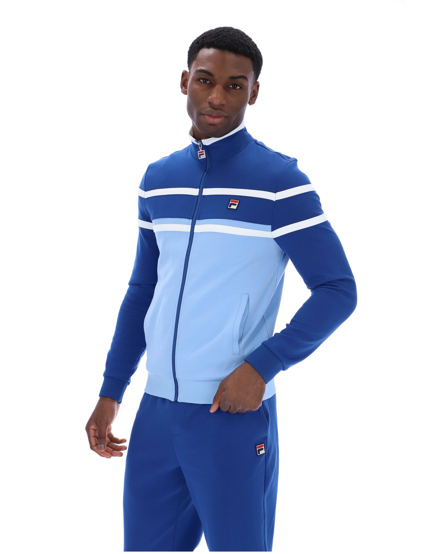 Giovanni Contrast Panels Track Jacket in Frozen Fjord/Limoges/White