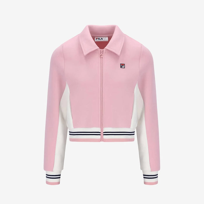 Harper Cropped Zip Up Track Top in Pink Nectar/Gardenia/Navy