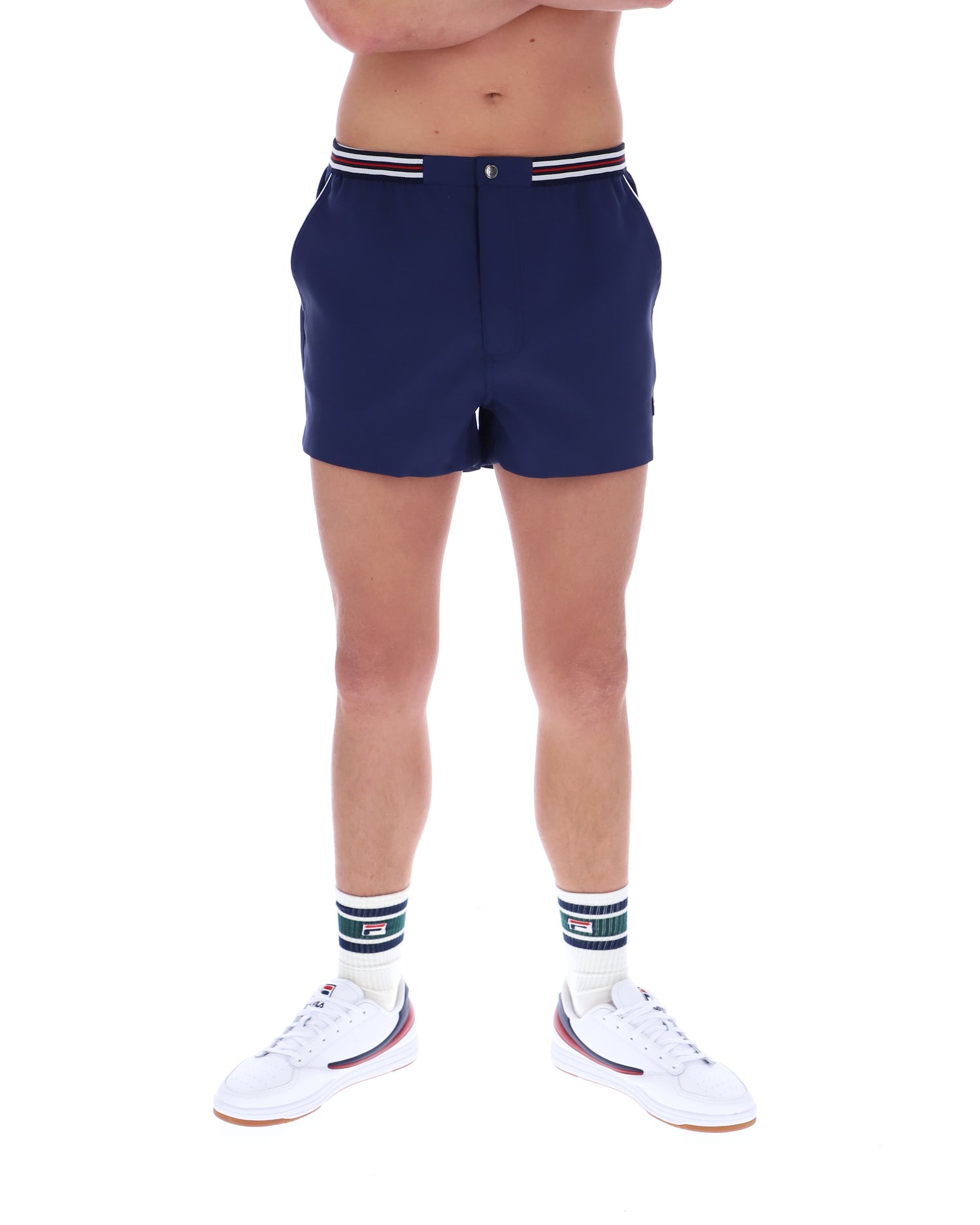 Hightide 4 Terry Pocket Stripe Shorts in Fila Navy/Gardenia
