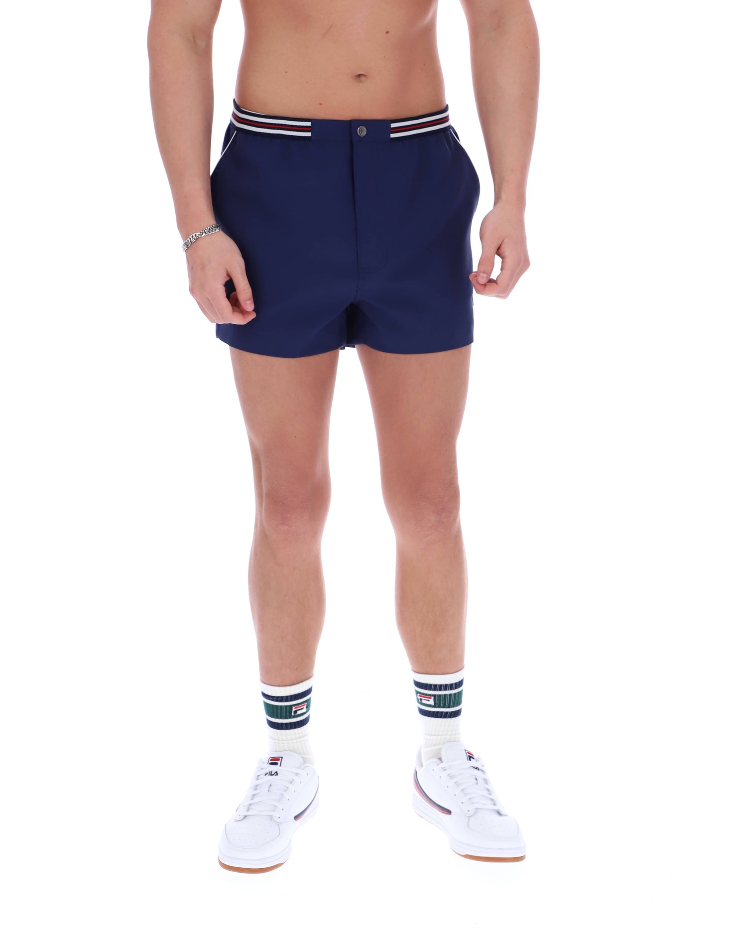 Hightide 4 Terry Pocket Stripe Shorts in Fila Navy/Gardenia