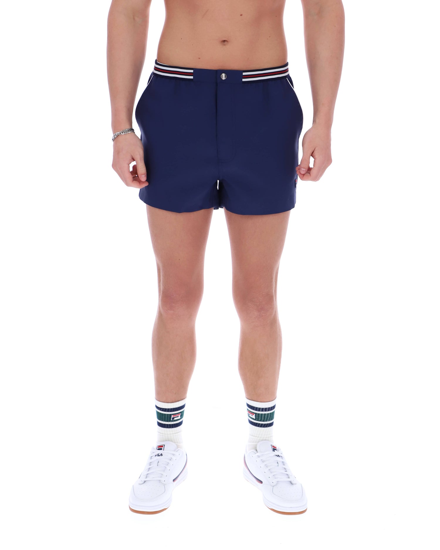 Hightide 4 Terry Pocket Stripe Shorts in Fila Navy/Gardenia