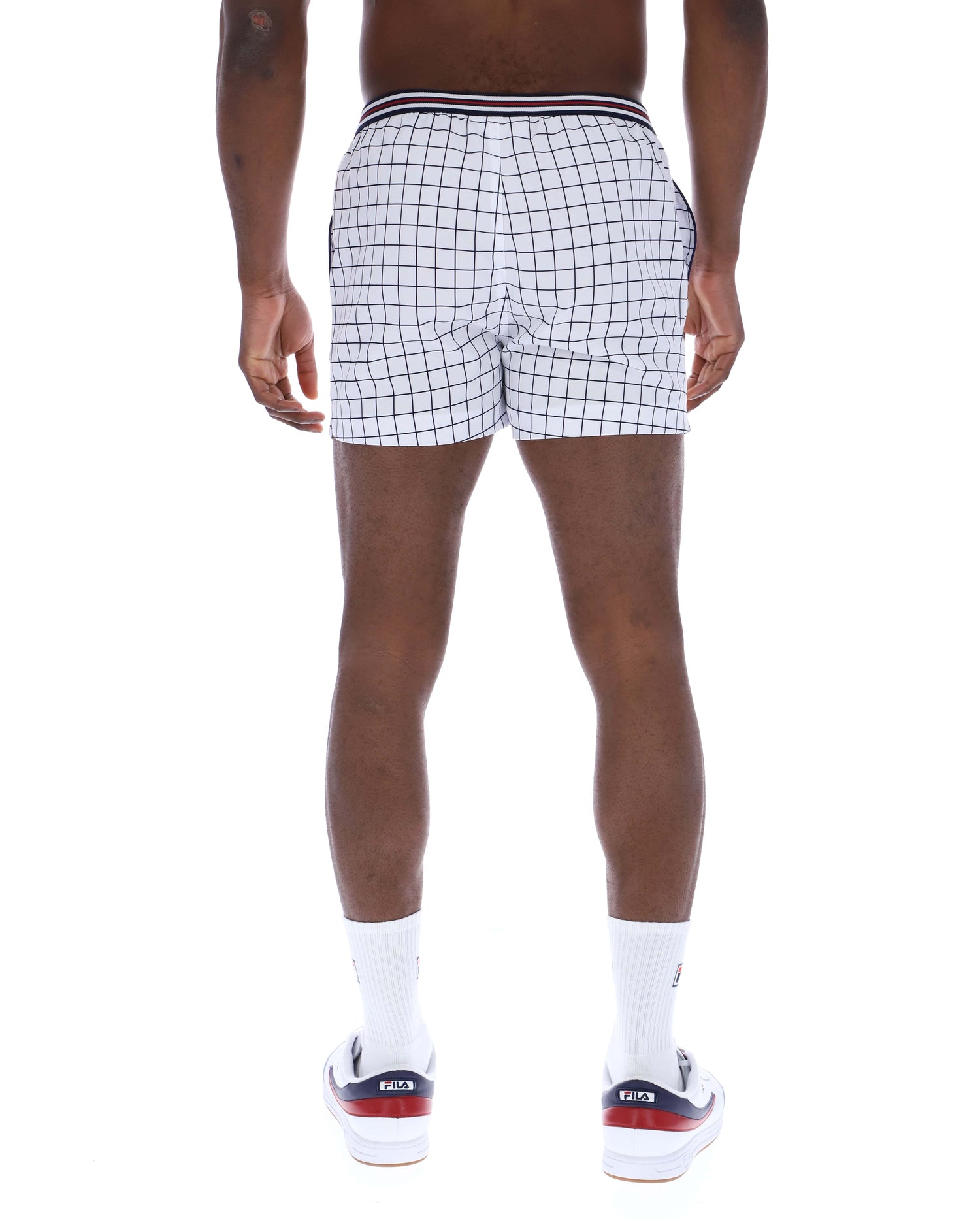 Hightide Terry Pocket Check Stripe Shorts in White