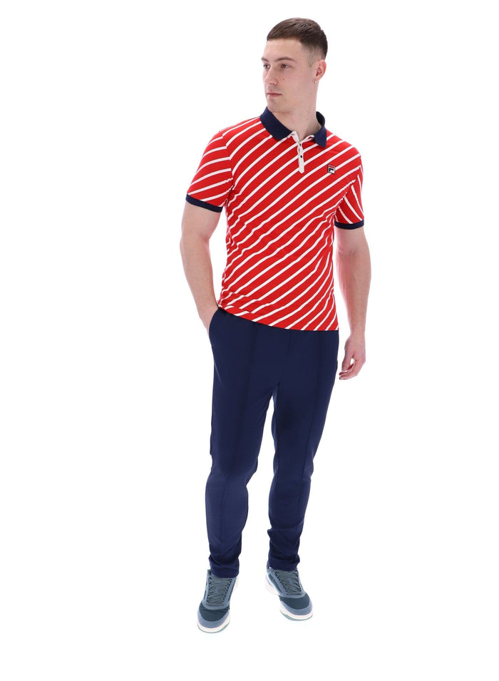 Jaye Diagonal Stripe Polo In Fila Red/Gardenia/Fila Navy