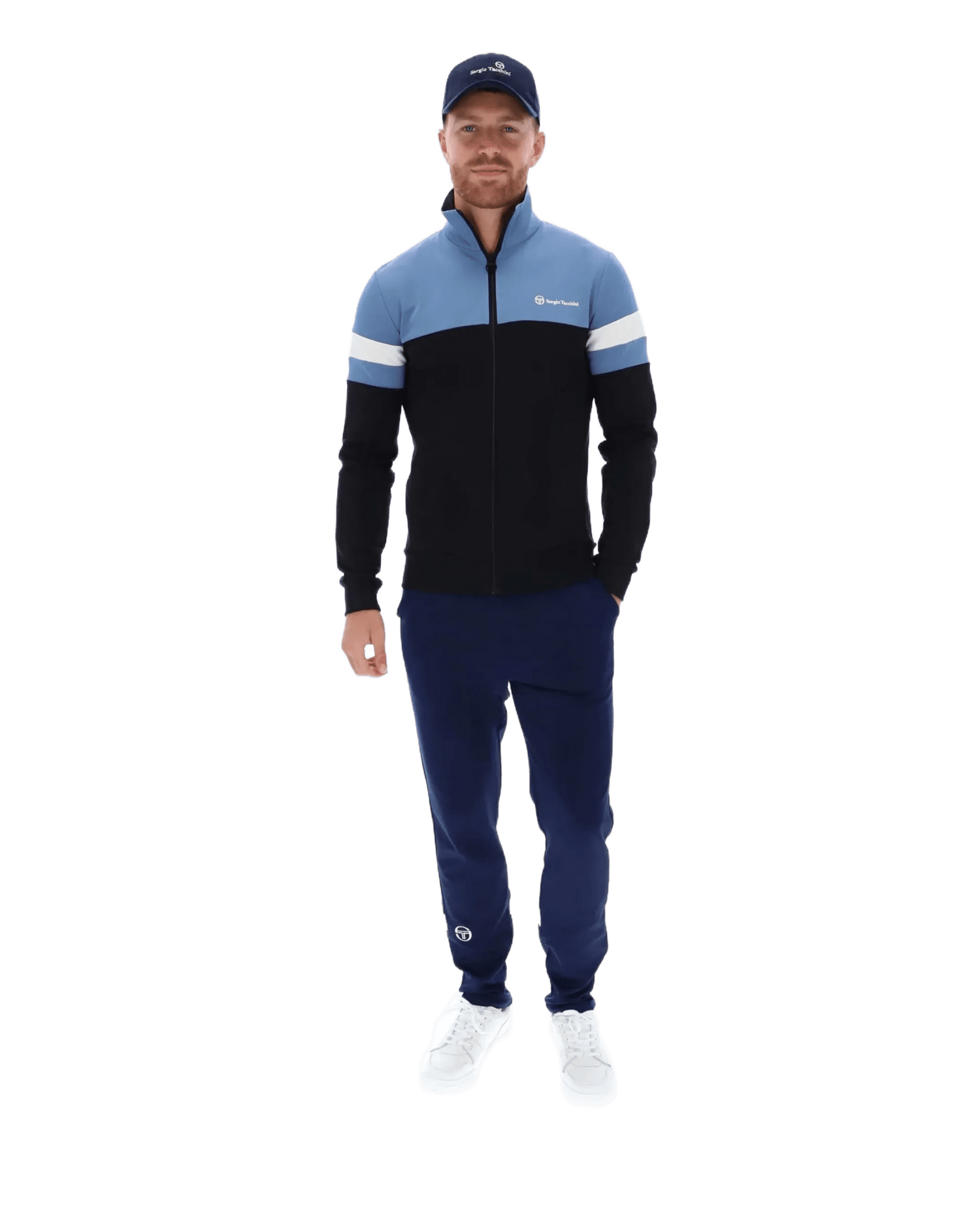Jonnie TT Track Top in Black/Coronet Blue/Gardenia