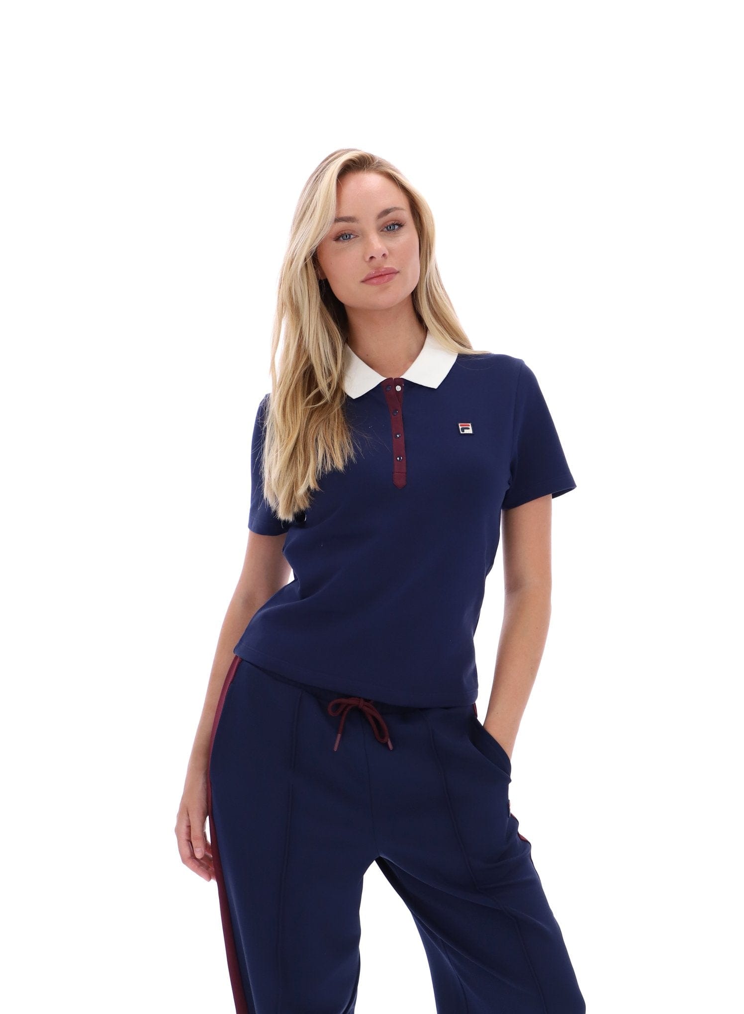 Juno Fitted Iconic Polo in Fila Navy/Gardenia/Fig