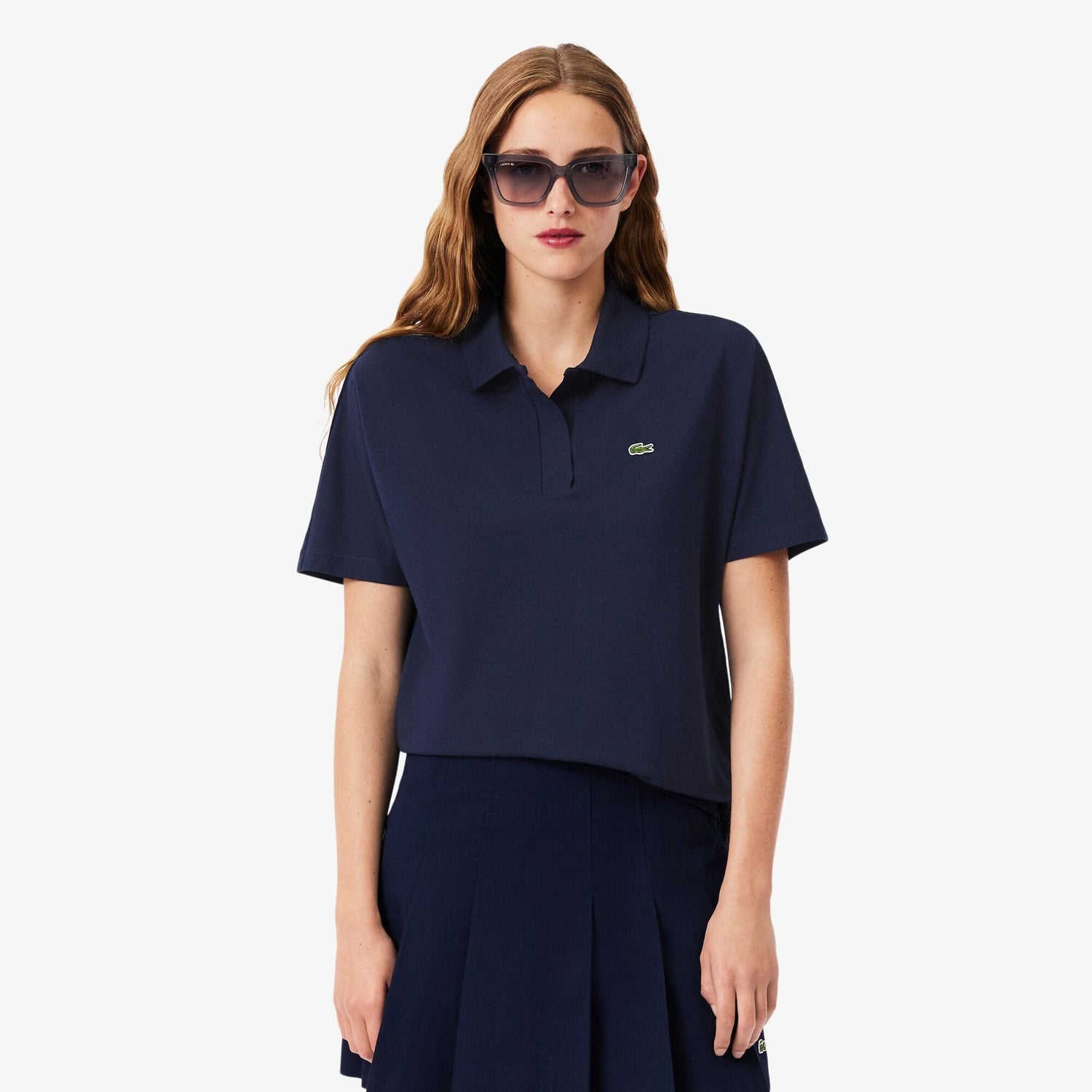 Lacoste Essential Relaxed Fit Polo in Blue Marine
