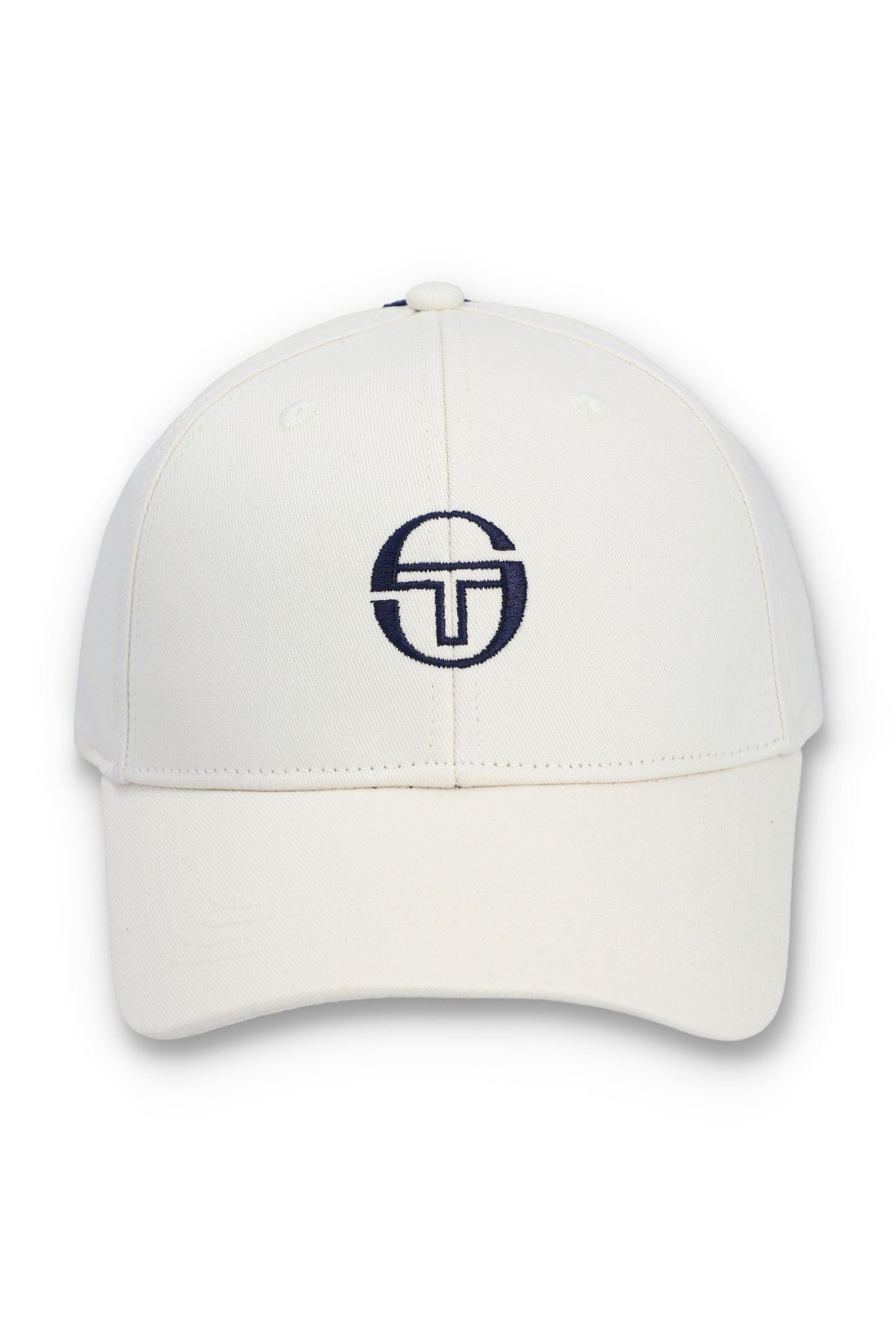 Linus Classic 6 Panel Strapback Cap in Gardenia/Martime Blue