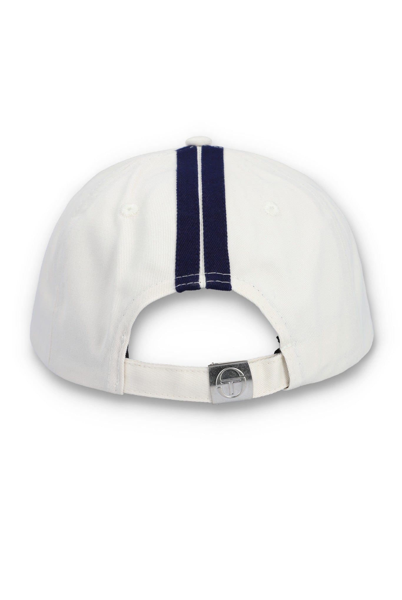 Linus Classic 6 Panel Strapback Cap in Gardenia/Martime Blue