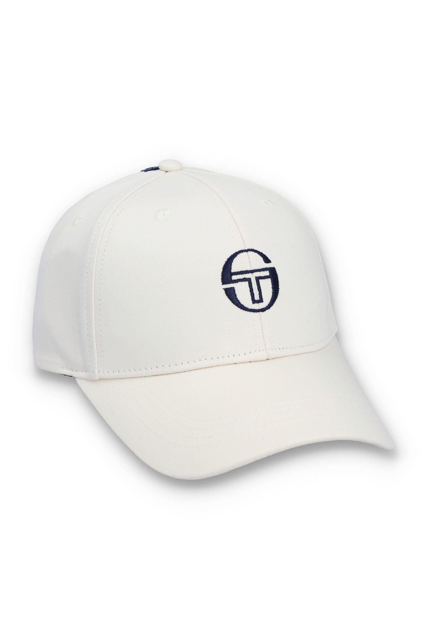 Linus Classic 6 Panel Strapback Cap in Gardenia/Martime Blue