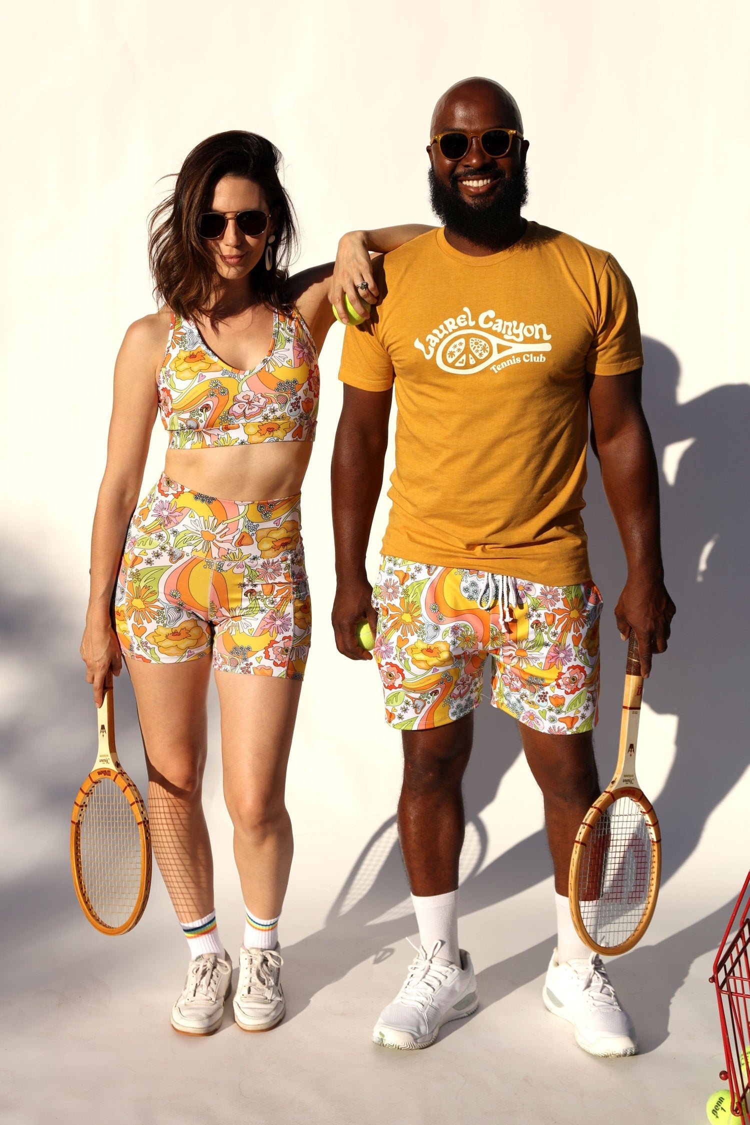 Melty Racquet Floral Printed Biker Shorts