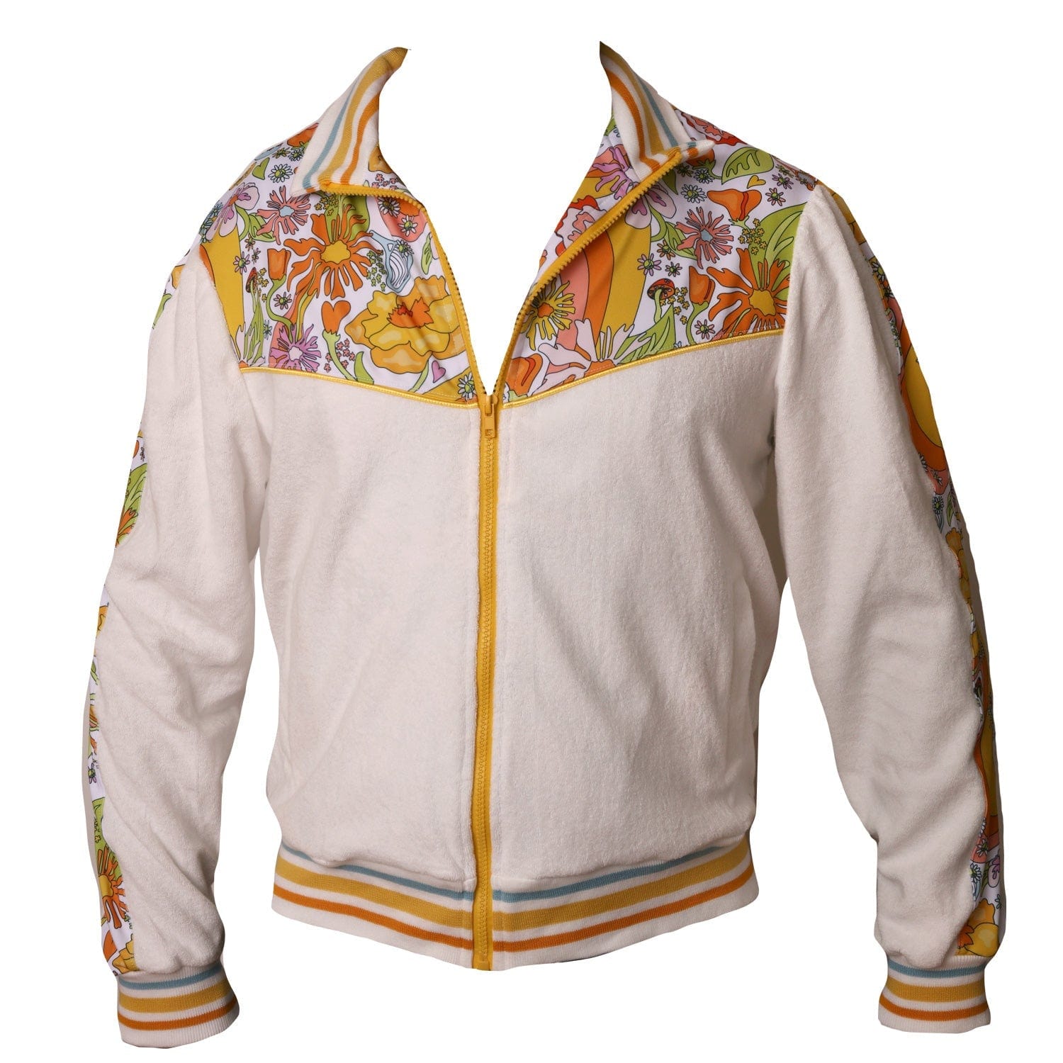 Melty Racquet Floral Printed Unisexy White Track Jacket