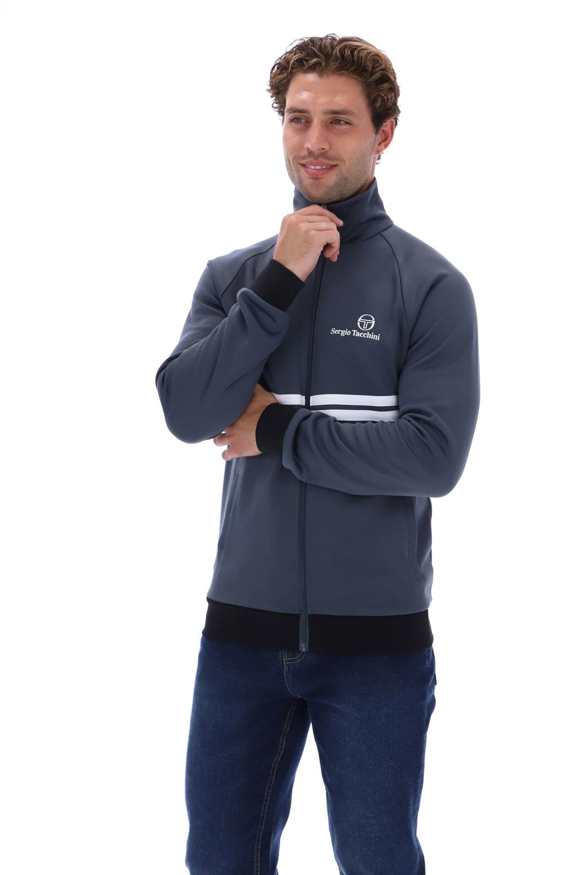 New Dallas Track Top in Turbulence/White/Black