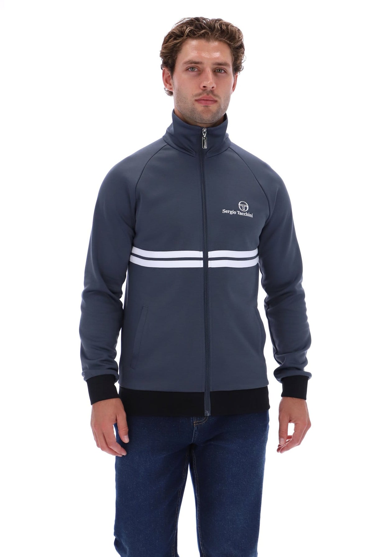 New Dallas Track Top in Turbulence/White/Black
