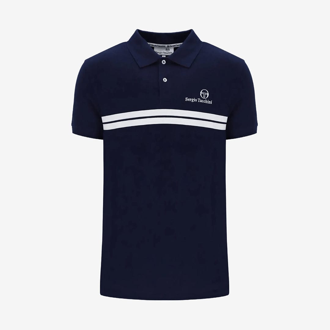 New Supermac P Polo Shirt in Maritime Blue /White/Adrenaline Rush