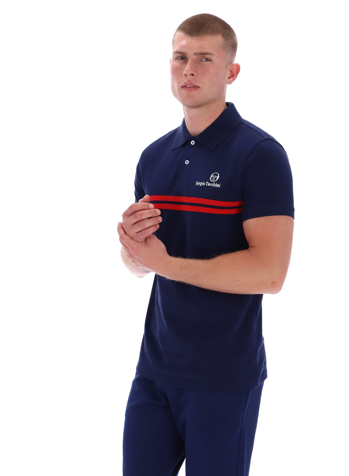 New Supermac Polo Shirt in Martime Blue/Adrenaline Rush