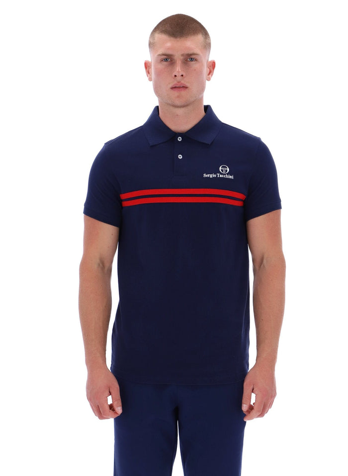 New Supermac Polo Shirt in Martime Blue/Adrenaline Rush
