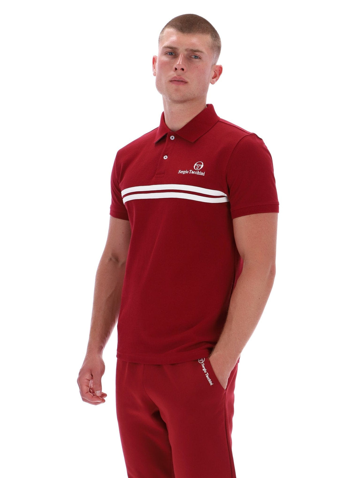 New Supermac Polo Shirt in Rhubarb/Gardenia/Aruba Blue