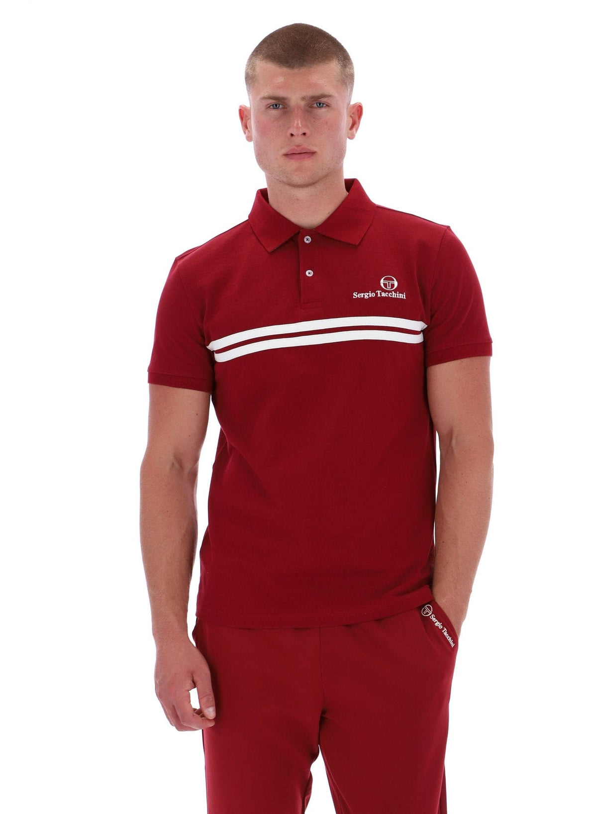 New Supermac Polo Shirt in Rhubarb/Gardenia/Aruba Blue