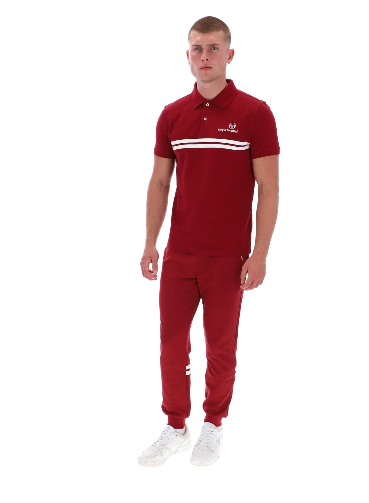 New Supermac Polo Shirt in Rhubarb/Gardenia/Aruba Blue