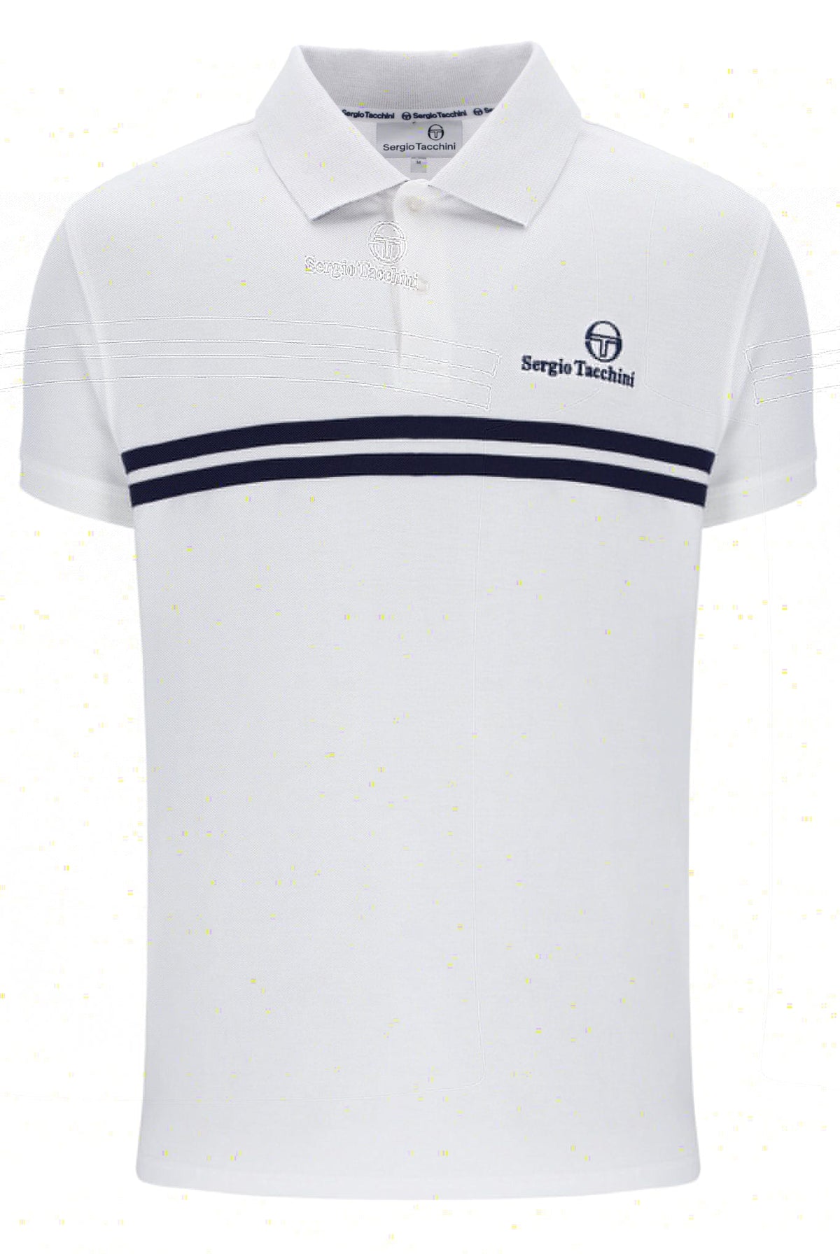 New Supermac Polo Shirt in White/Martime Blue — Golden Age of Tennis