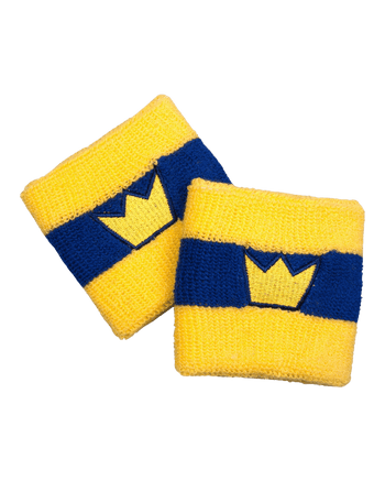 Original Remakes of Bjorn Borg Wristbands in Yellow with Navy Stripe