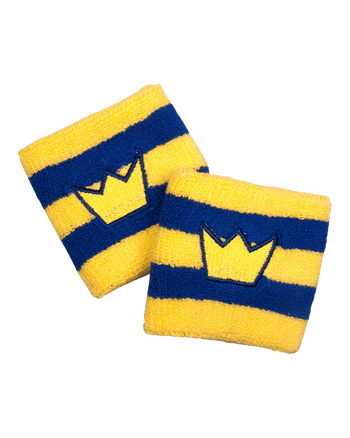 Original Remakes of Bjorn Borg Wristbands in Yellow with Two Navy Stripes