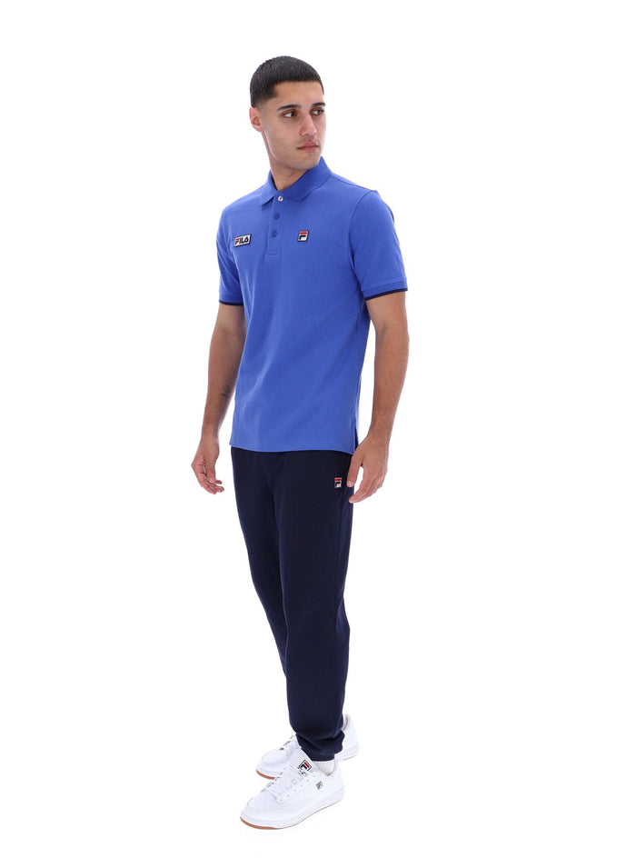 Pablo Three Button Tipped Rib Basic Polo in Dazzling Blue/Fila Navy
