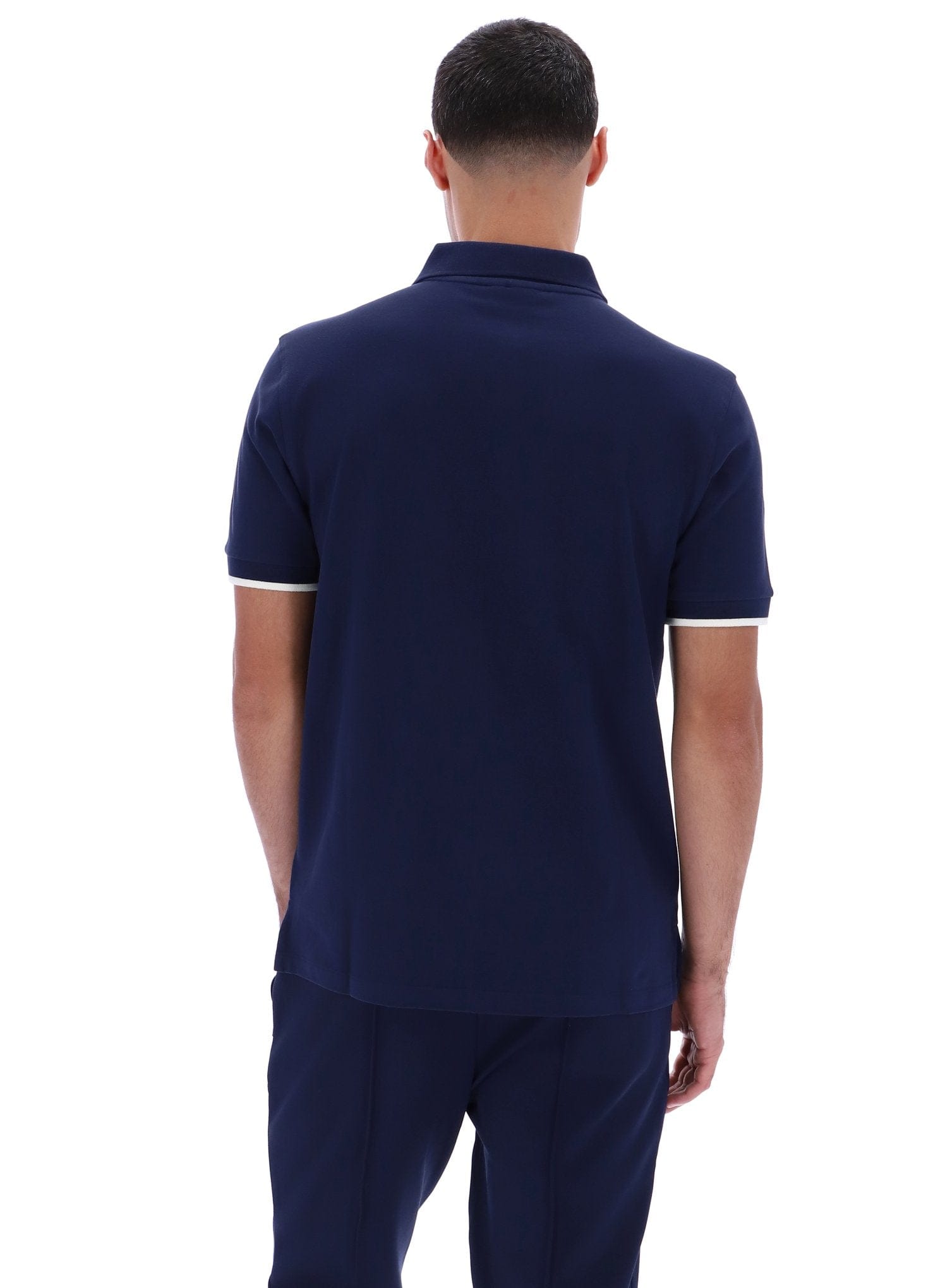 Pablo Three Button Tipped Rib Basic Polo in Fila Navy/Gardenia