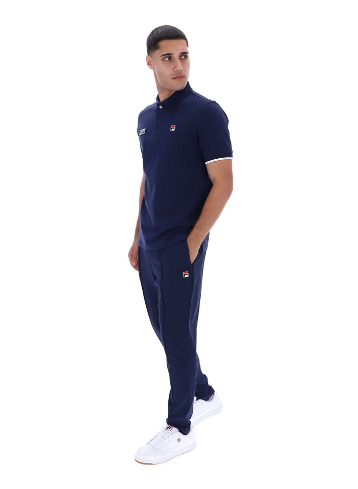Pablo Three Button Tipped Rib Basic Polo in Fila Navy/Gardenia