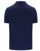Pablo Three Button Tipped Rib Basic Polo in Navy/Lemonade