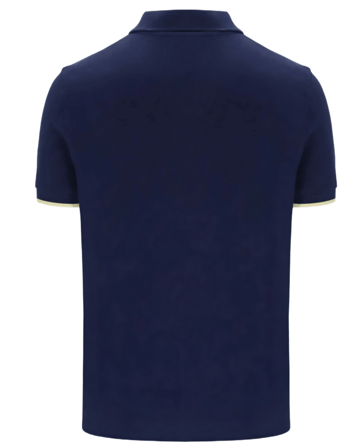 Pablo Three Button Tipped Rib Basic Polo in Navy/Lemonade