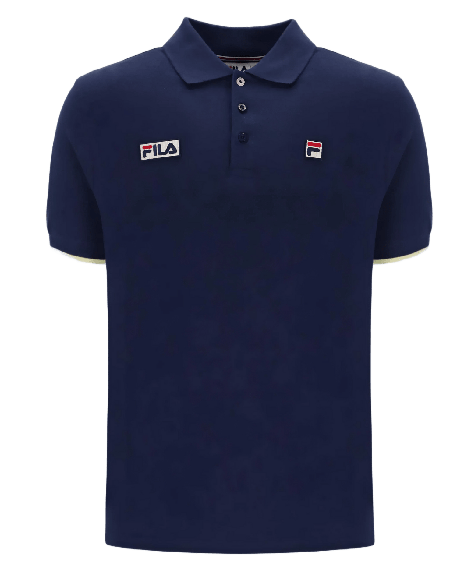 Pablo Three Button Tipped Rib Basic Polo in Navy/Lemonade