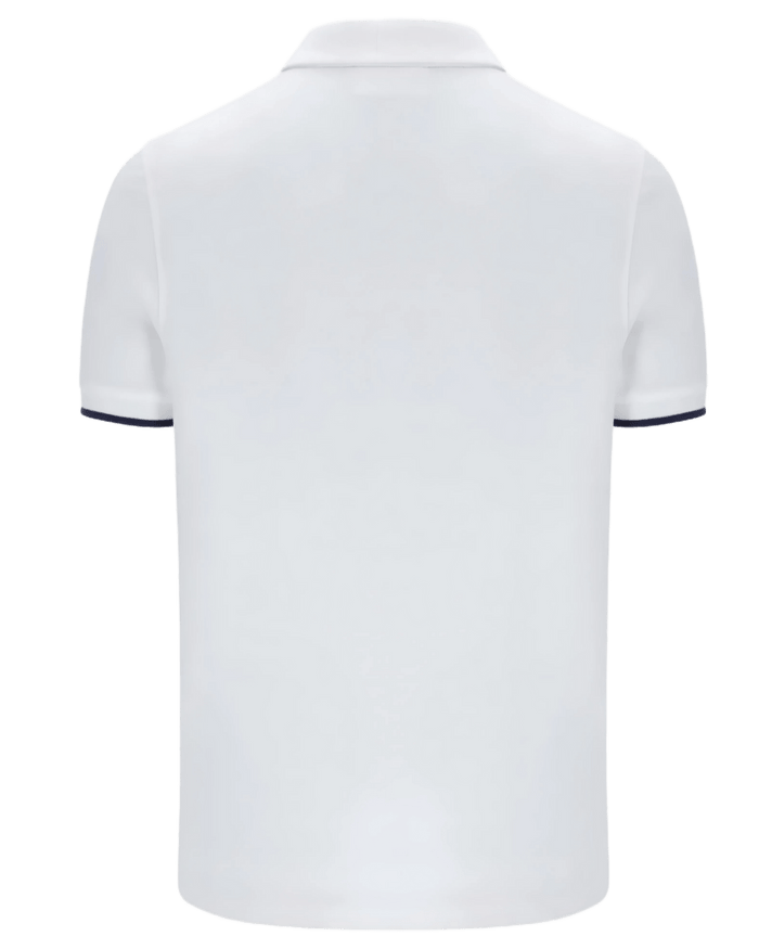 Pablo Three Button Tipped Rib Basic Polo in White/Navy