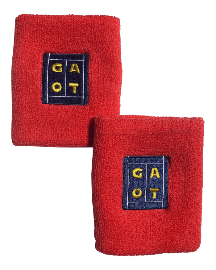 Pair of Golden Age of Tennis Wristbands/sweatbands in Red