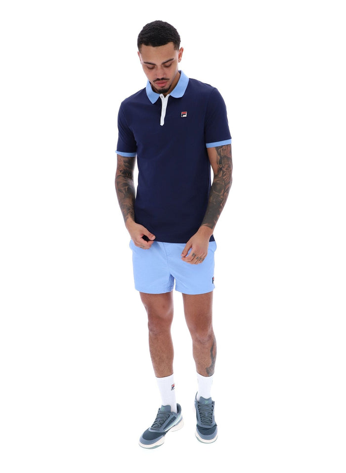 Panatta Short Sleeve Polo In Fila Navy/Vista Blue/White