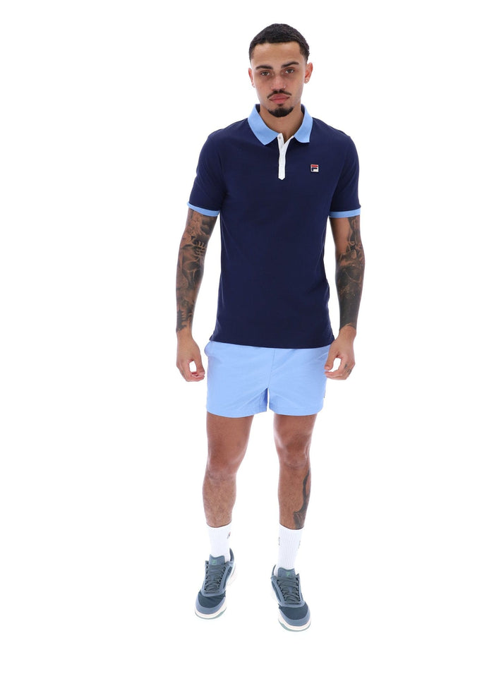 Panatta Short Sleeve Polo In Fila Navy/Vista Blue/White